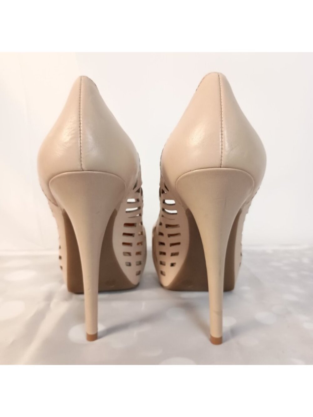 BCBGeneration Elba Nude Laser Cut Platform Stiletto Heels 9.5 New - Picture 2 of 11